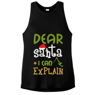 Dear Santa I Can Explain Funny Ugly Christmas Shirt Ladies PosiCharge Tri-Blend Wicking Tank
