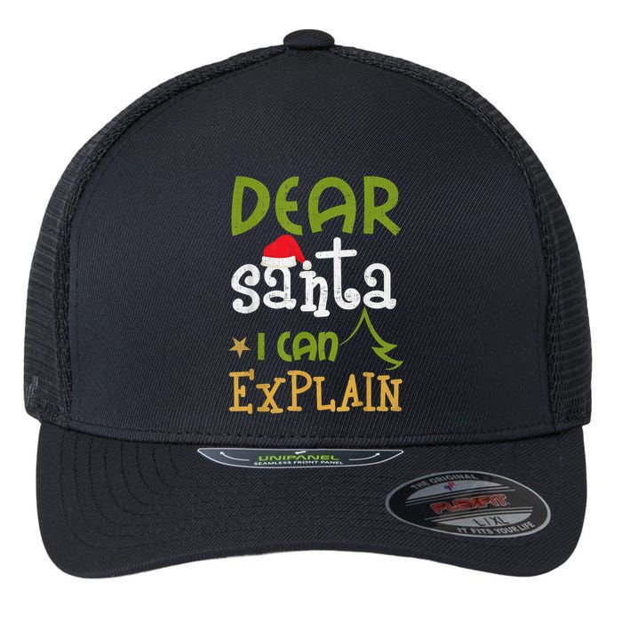 Dear Santa I Can Explain Funny Ugly Christmas Shirt Flexfit Unipanel Trucker Cap