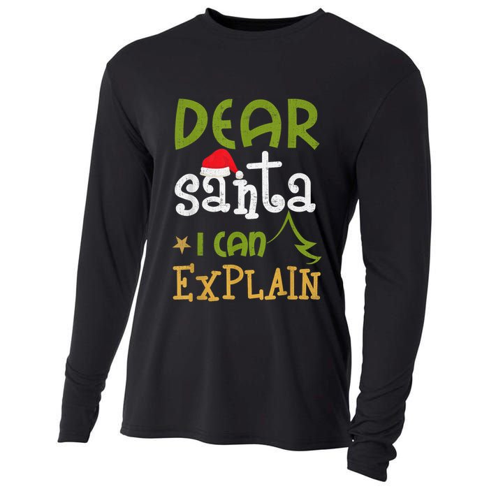 Dear Santa I Can Explain Funny Ugly Christmas Shirt Cooling Performance Long Sleeve Crew