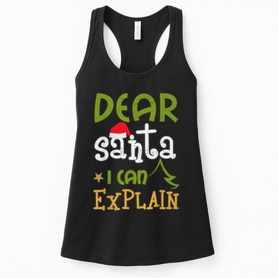 Dear Santa I Can Explain Funny Ugly Christmas Shirt Womens Tank Top