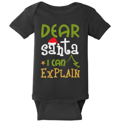 Dear Santa I Can Explain Funny Ugly Christmas Shirt Baby Bodysuit