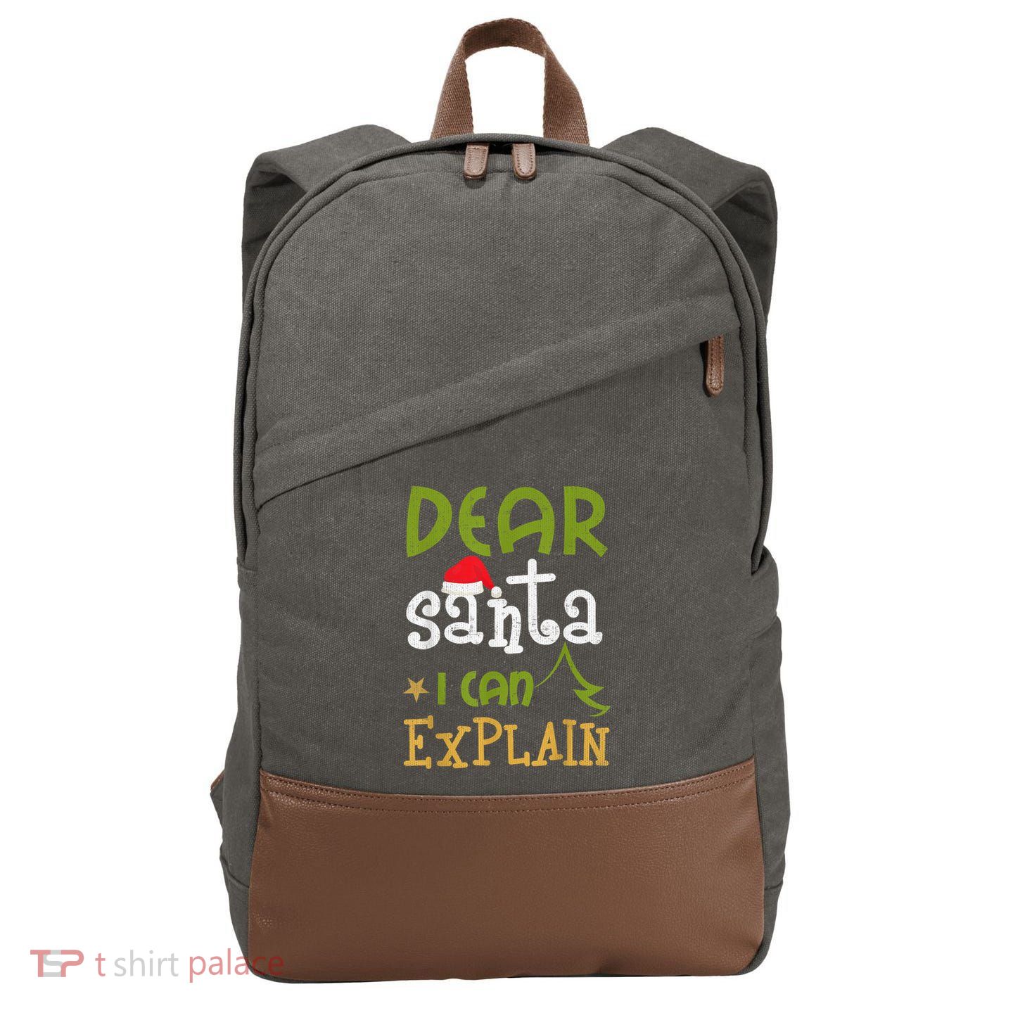 Dear Santa I Can Explain Funny Ugly Christmas Shirt Cotton Canvas Backpack