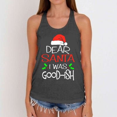 Dear Santa I Was Goodish Cute Christmas Vacation Women's Knotted Racerback Tank