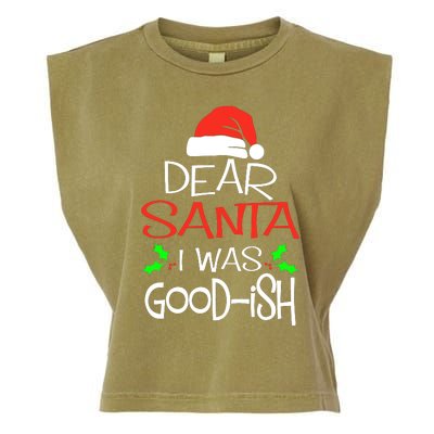 Dear Santa I Was Goodish Cute Christmas Vacation Garment-Dyed Women's Muscle Tee