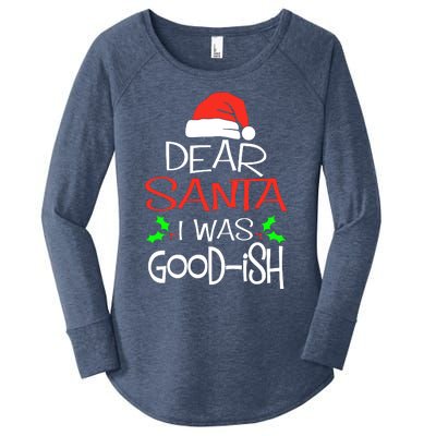 Dear Santa I Was Goodish Cute Christmas Vacation Women's Perfect Tri Tunic Long Sleeve Shirt