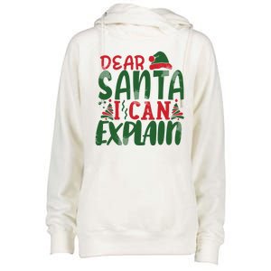 Dear Santa I Can Explain Funny Christmas Naughty Womens Funnel Neck Pullover Hood