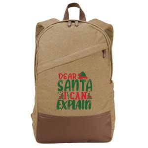 Dear Santa I Can Explain Funny Christmas Naughty Cotton Canvas Backpack