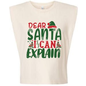 Dear Santa I Can Explain Funny Christmas Naughty Garment-Dyed Women's Muscle Tee