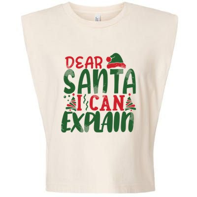 Dear Santa I Can Explain Funny Christmas Naughty Garment-Dyed Women's Muscle Tee