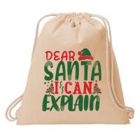 Dear Santa I Can Explain Funny Christmas Naughty Drawstring Bag