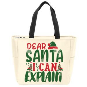 Dear Santa I Can Explain Funny Christmas Naughty Zip Tote Bag