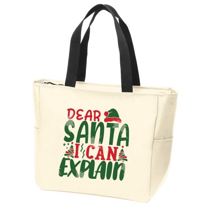 Dear Santa I Can Explain Funny Christmas Naughty Zip Tote Bag