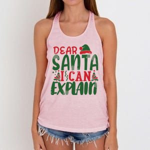 Dear Santa I Can Explain Funny Christmas Naughty Women's Knotted Racerback Tank