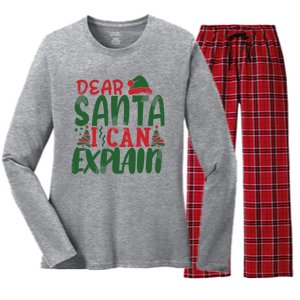 Dear Santa I Can Explain Funny Christmas Naughty Women's Long Sleeve Flannel Pajama Set 