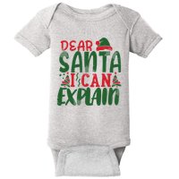 Dear Santa I Can Explain Funny Christmas Naughty Baby Bodysuit