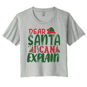 Dear Santa I Can Explain Funny Christmas Naughty Women's Crop Top Tee