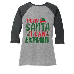 Dear Santa I Can Explain Funny Christmas Naughty Women's Tri-Blend 3/4-Sleeve Raglan Shirt