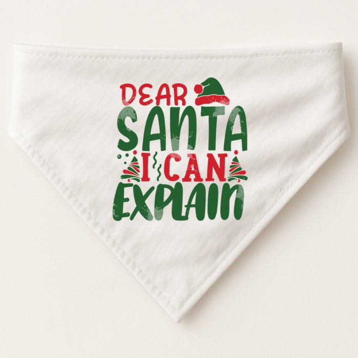 Dear Santa I Can Explain Funny Christmas Naughty USA-Made Doggie Bandana
