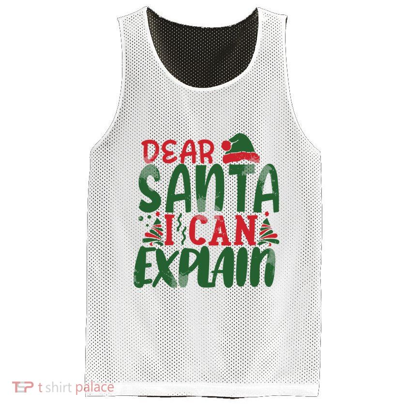 Dear Santa I Can Explain Funny Christmas Naughty Mesh Reversible Basketball Jersey Tank