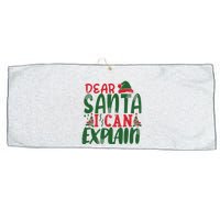 Dear Santa I Can Explain Funny Christmas Naughty Large Microfiber Waffle Golf Towel