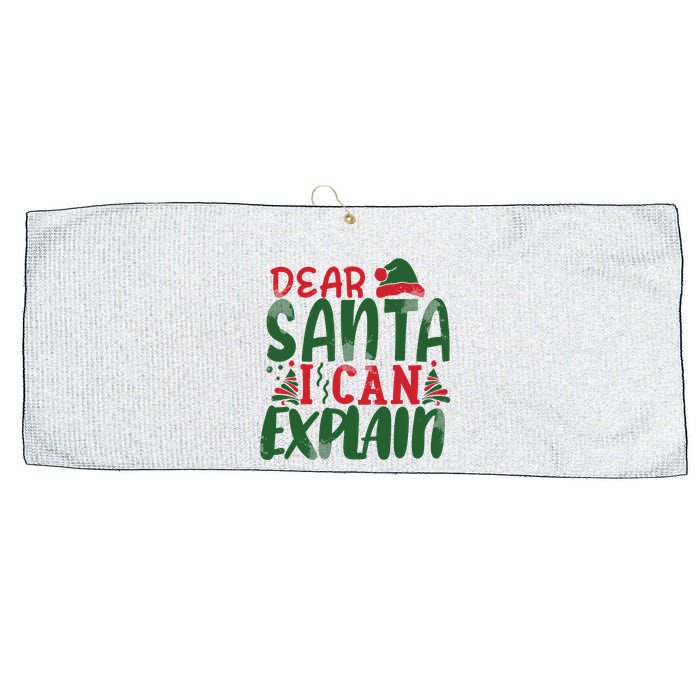 Dear Santa I Can Explain Funny Christmas Naughty Large Microfiber Waffle Golf Towel