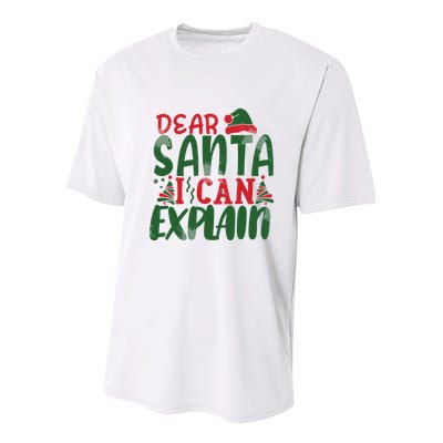 Dear Santa I Can Explain Funny Christmas Naughty Youth Performance Sprint T-Shirt