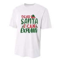 Dear Santa I Can Explain Funny Christmas Naughty Youth Performance Sprint T-Shirt