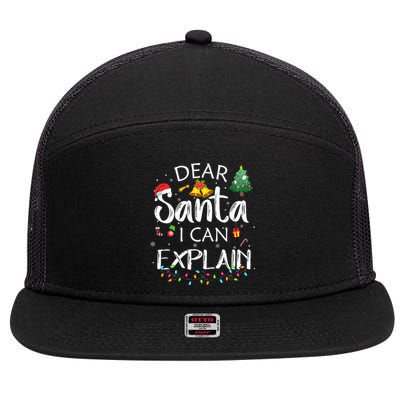 Dear Santa I Can Explain Funny Christmas Joke Santa Claus  7 Panel Mesh Trucker Snapback Hat