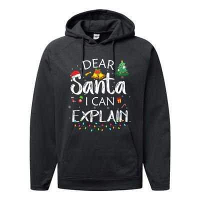 Dear Santa I Can Explain Funny Christmas Joke Santa Claus  Performance Fleece Hoodie