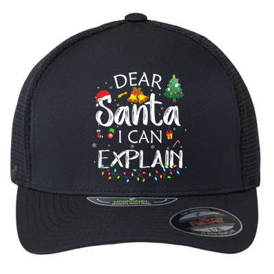 Dear Santa I Can Explain Funny Christmas Joke Santa Claus  Flexfit Unipanel Trucker Cap