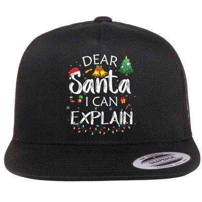 Dear Santa I Can Explain Funny Christmas Joke Santa Claus  Flat Bill Trucker Hat