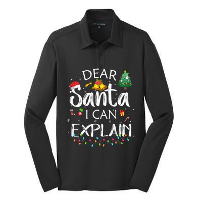 Dear Santa I Can Explain Funny Christmas Joke Santa Claus  Silk Touch Performance Long Sleeve Polo