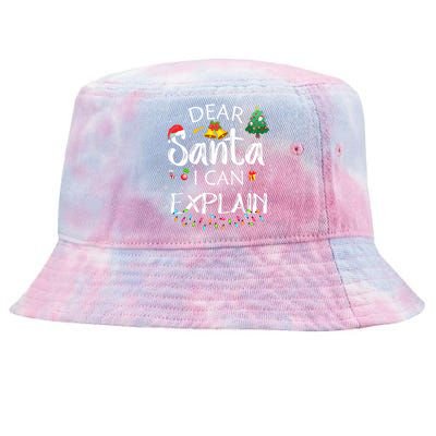 Dear Santa I Can Explain Funny Christmas Joke Santa Claus  Tie-Dyed Bucket Hat