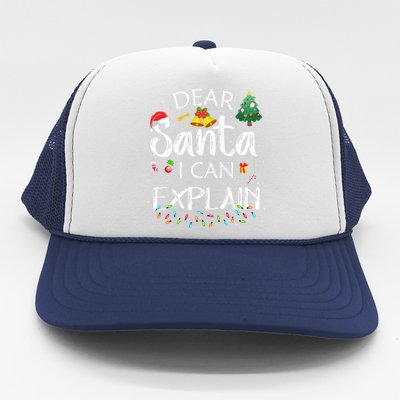 Dear Santa I Can Explain Funny Christmas Joke Santa Claus  Trucker Hat