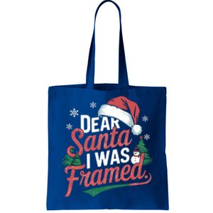 Dear Santa I Was Framed Christmas Outfit Cool Gift Tote Bag