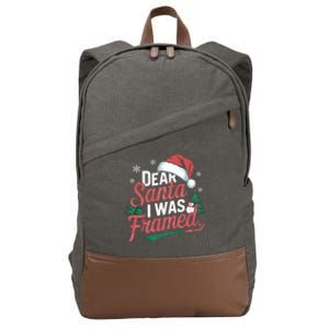 Dear Santa I Was Framed Christmas Outfit Cool Gift Cotton Canvas Backpack