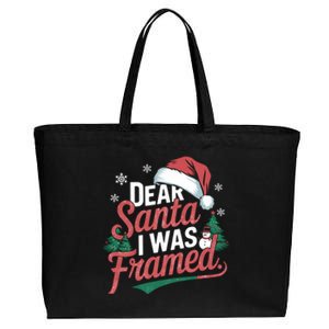 Dear Santa I Was Framed Christmas Outfit Cool Gift Cotton Canvas Jumbo Tote