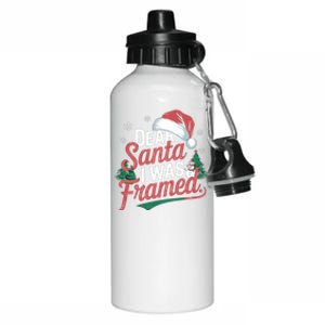 Dear Santa I Was Framed Christmas Outfit Cool Gift Aluminum Water Bottle