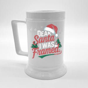 Dear Santa I Was Framed Christmas Outfit Cool Gift Beer Stein