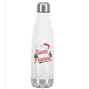 Dear Santa I Was Framed Christmas Outfit Cool Gift Stainless Steel Insulated Water Bottle