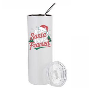 Dear Santa I Was Framed Christmas Outfit Cool Gift Stainless Steel Tumbler