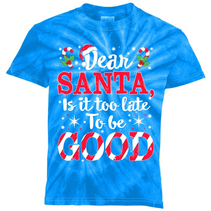 Dear Santa Is It Too Late To Be Funny Good Christmas Xmas Gift Kids Tie-Dye T-Shirt