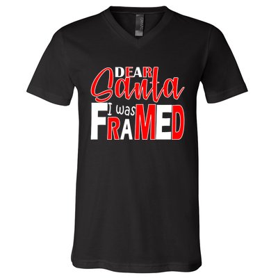 Dear Santa I Was Framed V-Neck T-Shirt