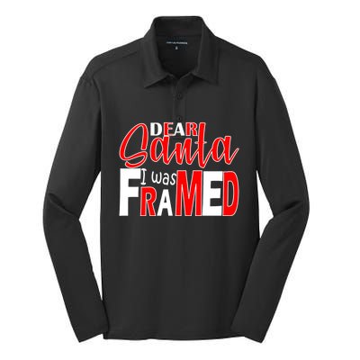 Dear Santa I Was Framed Silk Touch Performance Long Sleeve Polo