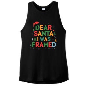 Dear Santa I Was Framed Christmas Outfit Funny Gift Ladies PosiCharge Tri-Blend Wicking Tank