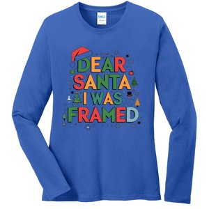 Dear Santa I Was Framed Christmas Outfit Funny Gift Ladies Long Sleeve Shirt