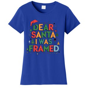 Dear Santa I Was Framed Christmas Outfit Funny Gift Women's T-Shirt