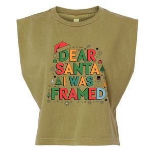 Dear Santa I Was Framed Christmas Outfit Funny Gift Garment-Dyed Women's Muscle Tee