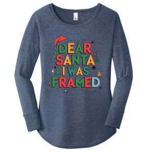 Dear Santa I Was Framed Christmas Outfit Funny Gift Women's Perfect Tri Tunic Long Sleeve Shirt