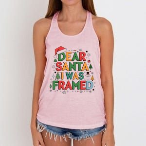 Dear Santa I Was Framed Christmas Outfit Funny Gift Women's Knotted Racerback Tank